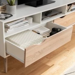 Mørteens TV-Lowboard Sunndal - Gummibaum teilmassiv - Weiß / Eiche Hell -WOHNZIMMERMÖBEL Verkäufe 1000123474 190222 12175000018 GALLERYIMAGES P000000001000123474