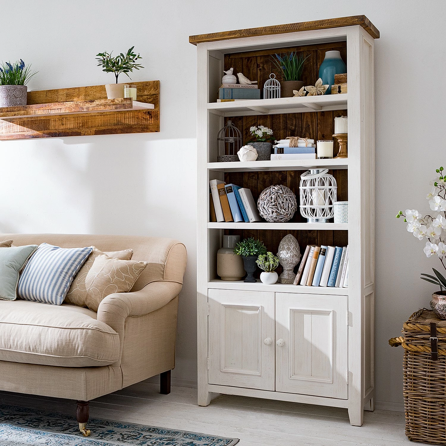 Maison Belfort Bücherregal Balignton I - Kiefer massiv - Weiß / Kiefer 2 Maison Belfort Bücherregal Balignton I - Kiefer massiv - Weiß / Kiefer – Bild 2