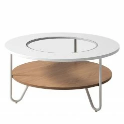 Fredriks Couchtisch Forsa - Metall - Weiß / Eiche Dekor