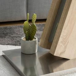 Fredriks Couchtisch Bleik - Sicherheitsglas / Edelstahl - Eiche Dekor / Silber -WOHNZIMMERMÖBEL Verkäufe 1000123772 190226 06172700008 GALLERYIMAGES P000000001000123772