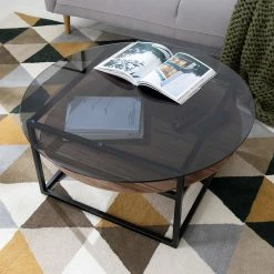 Studio Copenhagen Couchtisch Sumstad - Rauchglas / Metall - Nussbaum / Schwarz -WOHNZIMMERMÖBEL Verkäufe 1000123773 190321 17260300002 GALLERYIMAGES P000000001000123773