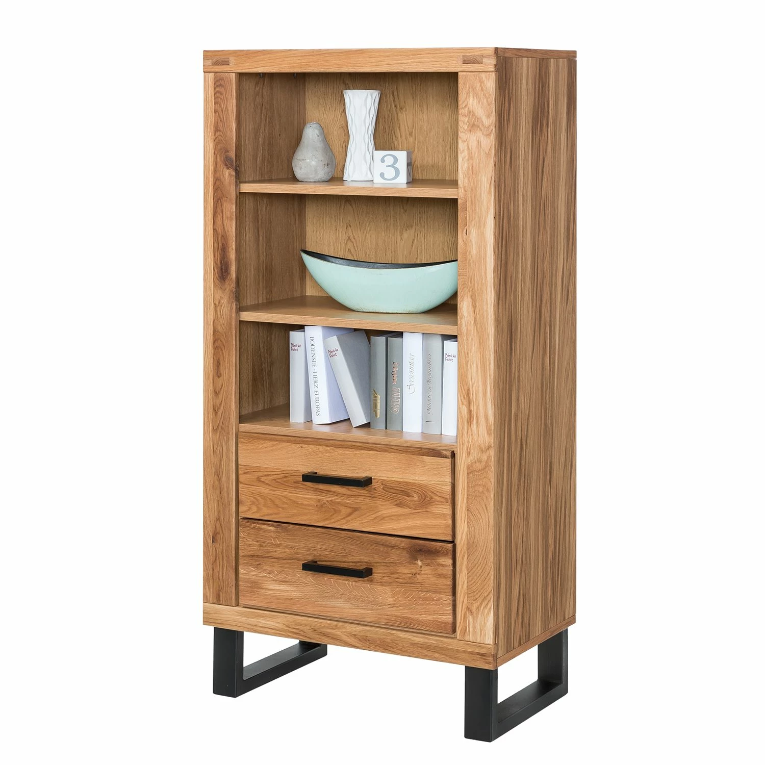 Naturoo Regal Loxton - Eiche teilmassiv / Metall - Eiche / Schwarz 1 Naturoo Regal Loxton - Eiche teilmassiv / Metall - Eiche / Schwarz