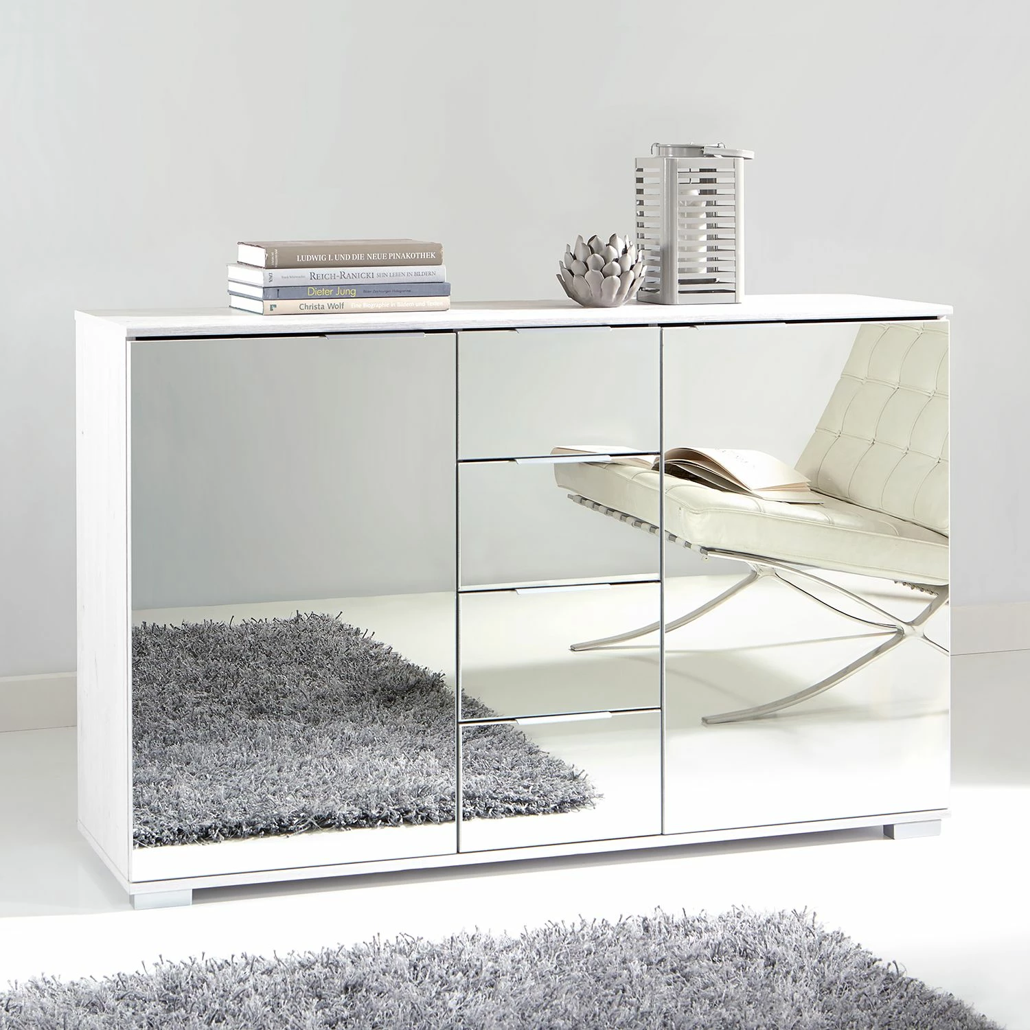 Wimex Kombikommode Lingga I - Spiegel / Weiß 2 Wimex Kombikommode Lingga I - Spiegel / Weiß – Bild 2