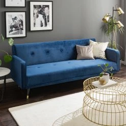 Jack & Alice Schlafsofa Daru I - Samt - Dunkelblau -WOHNZIMMERMÖBEL Verkäufe 1000126913 200514 12275000006 DETAILS P000000001000126913