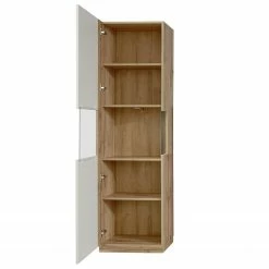 Trendteam Standvitrine Rock - Hochglanz Weiß / Wotan Eiche Dekor -WOHNZIMMERMÖBEL Verkäufe 1000128151 180905 10043636 GALLERYIMAGES P000000001000128151