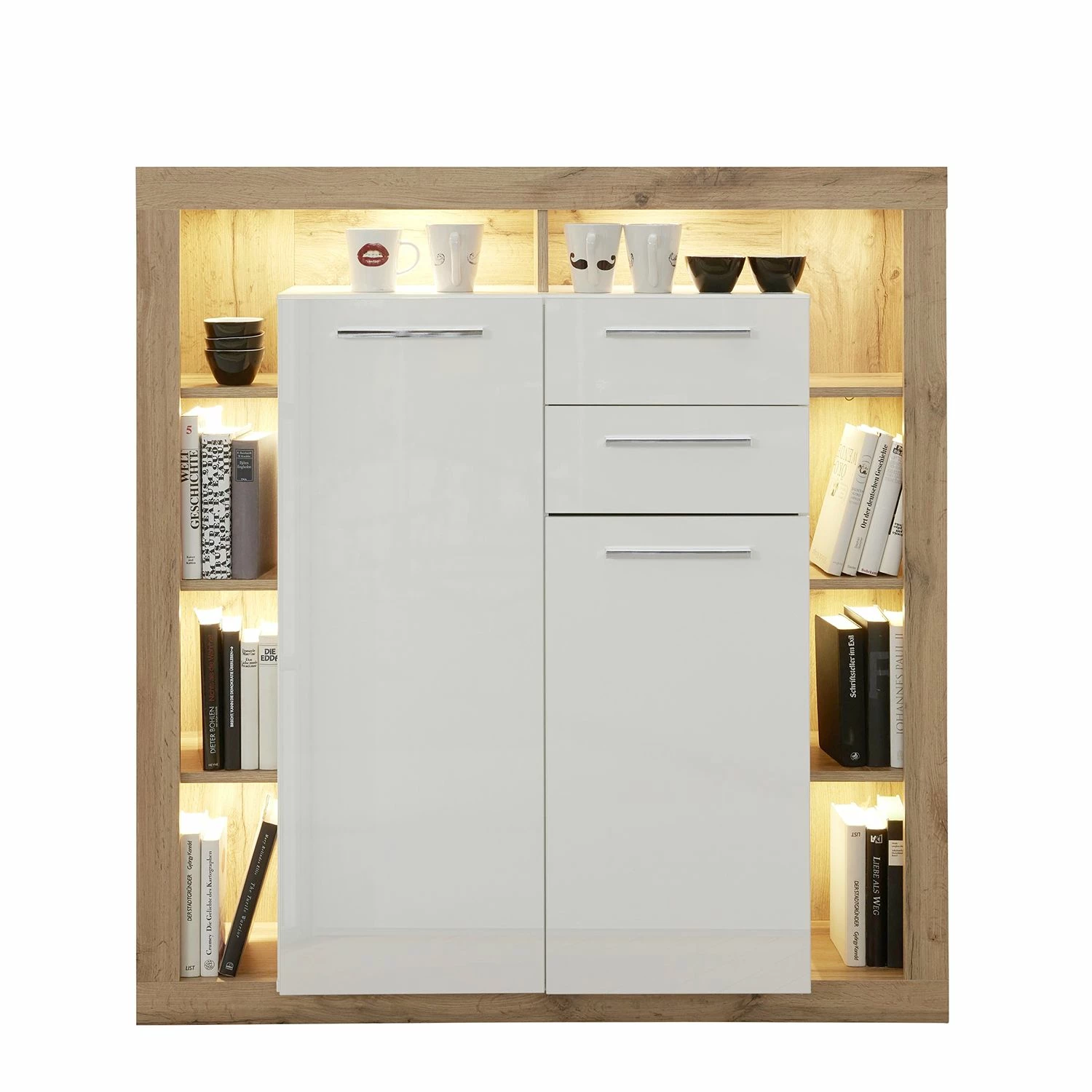 Trendteam Highboard Rock - Hochglanz Weiß / Wotan Eiche Dekor 4 Trendteam Highboard Rock - Hochglanz Weiß / Wotan Eiche Dekor – Bild 4