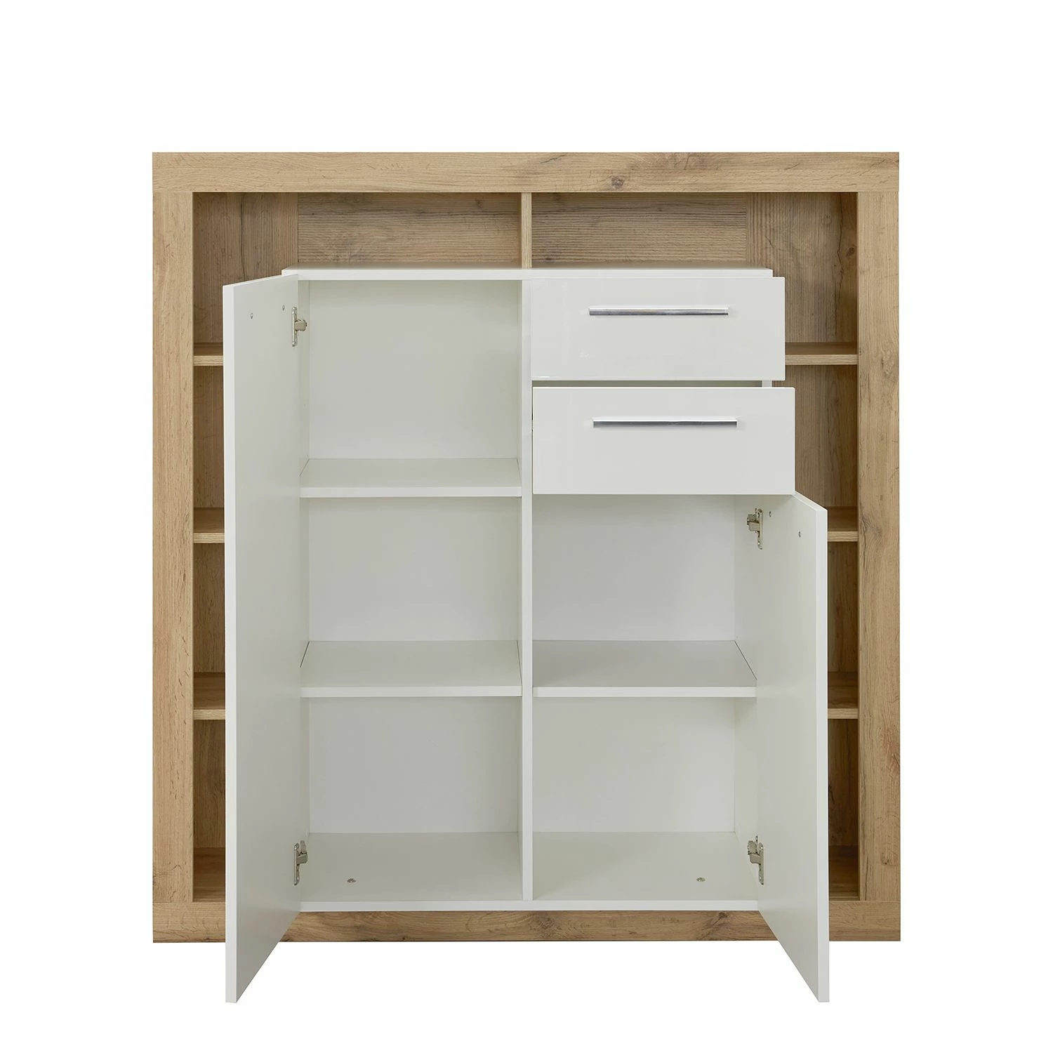 Trendteam Highboard Rock - Hochglanz Weiß / Wotan Eiche Dekor 5 Trendteam Highboard Rock - Hochglanz Weiß / Wotan Eiche Dekor – Bild 5