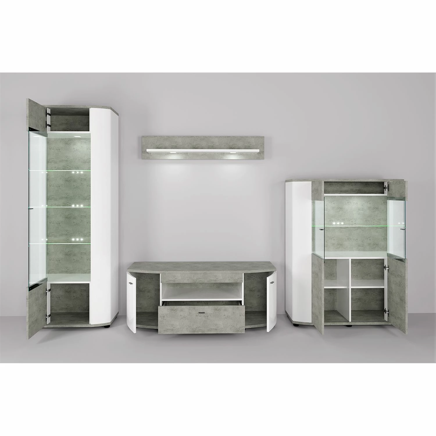 Fredriks TV-Lowboard Karlsburg - Weiß / Beton Dekor 4 Fredriks TV-Lowboard Karlsburg - Weiß / Beton Dekor – Bild 4