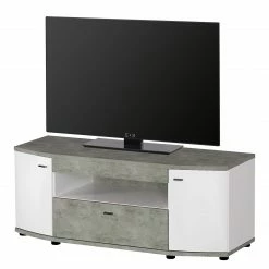 Fredriks TV-Lowboard Karlsburg - Weiß / Beton Dekor