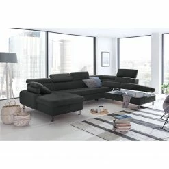 Loftscape Wohnlandschaft Rivas - Dunkelgrau - Longchair davorstehend links / Ottomane rechts - Mit Schlaffunktion -WOHNZIMMERMÖBEL Verkäufe 1000128349 180809 143044326 GALLERYIMAGES P000000001000128349