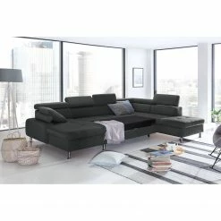 Loftscape Wohnlandschaft Rivas - Dunkelgrau - Longchair davorstehend links / Ottomane rechts - Mit Schlaffunktion -WOHNZIMMERMÖBEL Verkäufe 1000128349 180809 143044328 GALLERYIMAGES P000000001000128349