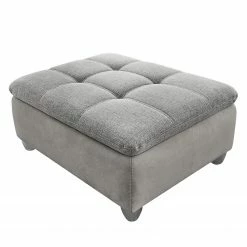 Fredriks Polsterhocker Gallina - Microfaser - Lichtgrau