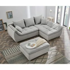 Fredriks Polsterhocker Gallina - Microfaser - Lichtgrau -WOHNZIMMERMÖBEL Verkäufe 1000128805 181023 15153104 GALLERYIMAGES P000000001000128805