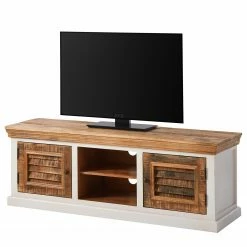 Maison Belfort TV-Lowboard Newhaven - Mango teilmassiv - Mango / Weiß
