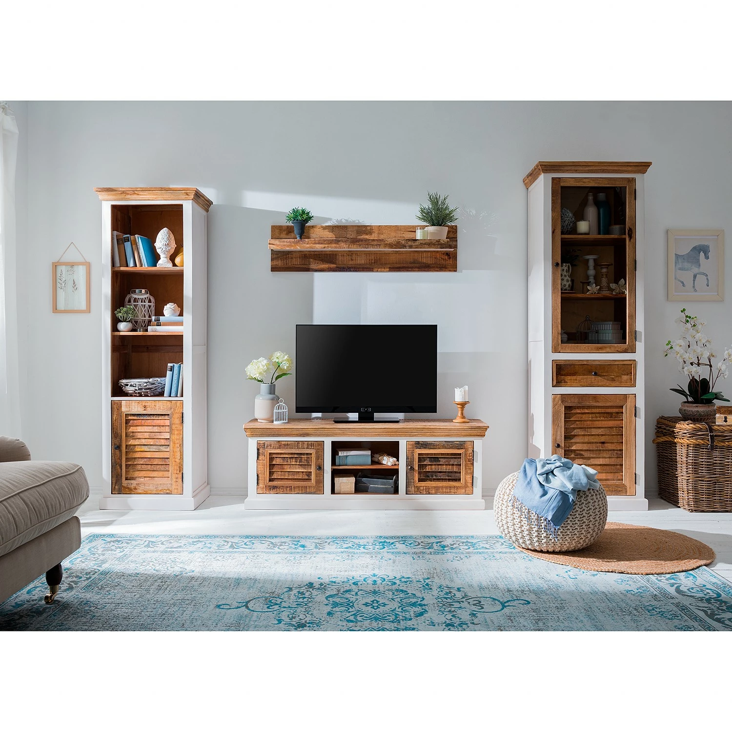 Maison Belfort TV-Lowboard Newhaven - Mango teilmassiv - Mango / Weiß 2 Maison Belfort TV-Lowboard Newhaven - Mango teilmassiv - Mango / Weiß – Bild 2