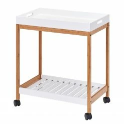 Zeller Servierwagen Dale - Bambus teilmassiv - Weiß / Bambus