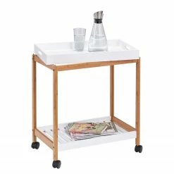 Zeller Servierwagen Dale - Bambus teilmassiv - Weiß / Bambus -WOHNZIMMERMÖBEL Verkäufe 1000130035 181002 10011921 GALLERYIMAGES P000000001000130035