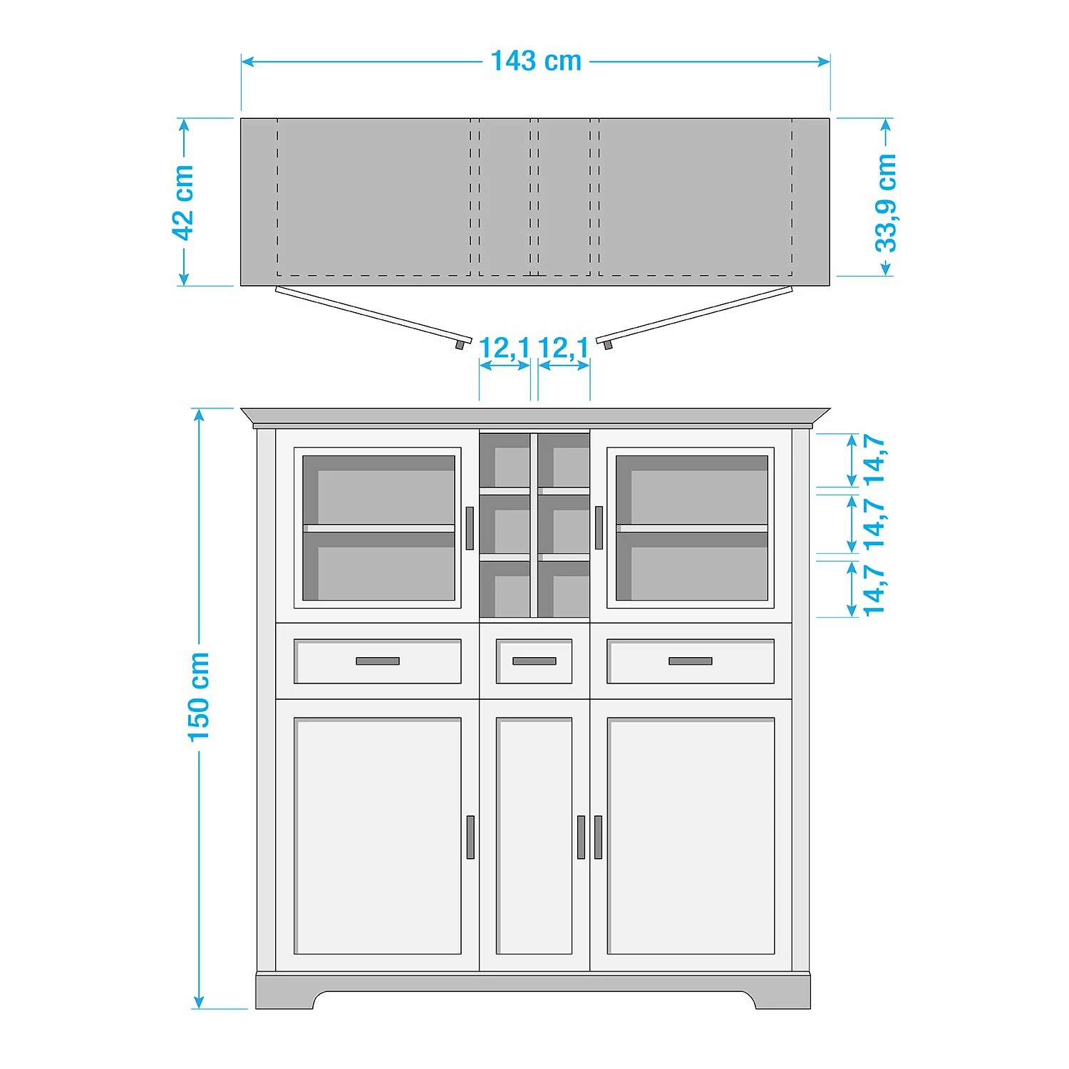 Ridgevalley Highboard Jasmund II - Graphit 3 Ridgevalley Highboard Jasmund II - Graphit – Bild 3