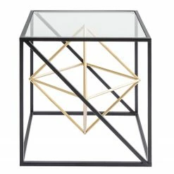 Kare Design Beistelltisch Prisma - Glas / Edelstahl - Schwarz / Gold -WOHNZIMMERMÖBEL Verkäufe 1000132047 181017 11370962 GALLERYIMAGES P000000001000132047