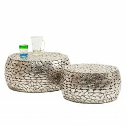 Kare Design Beistelltisch Pebbles Deluxe (2er-Set) - Stahl - Silber -WOHNZIMMERMÖBEL Verkäufe 1000132049 181017 11371069 GALLERYIMAGES P000000001000132049