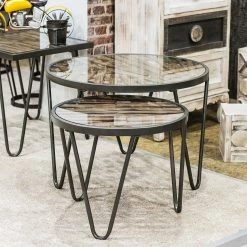 Red Living Beistelltisch Leuca I - Glas / Metall - Tanne / Schwarz -WOHNZIMMERMÖBEL Verkäufe 1000132050 180920 08065203 MOOD GALLERYIMAGES P000000001000132050 mood