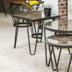 Red Living Beistelltisch Leuca II - Glas / Metall - Tanne / Schwarz -WOHNZIMMERMÖBEL Verkäufe 1000132052 180920 08065411 MOOD GALLERYIMAGES P000000001000132052 mood