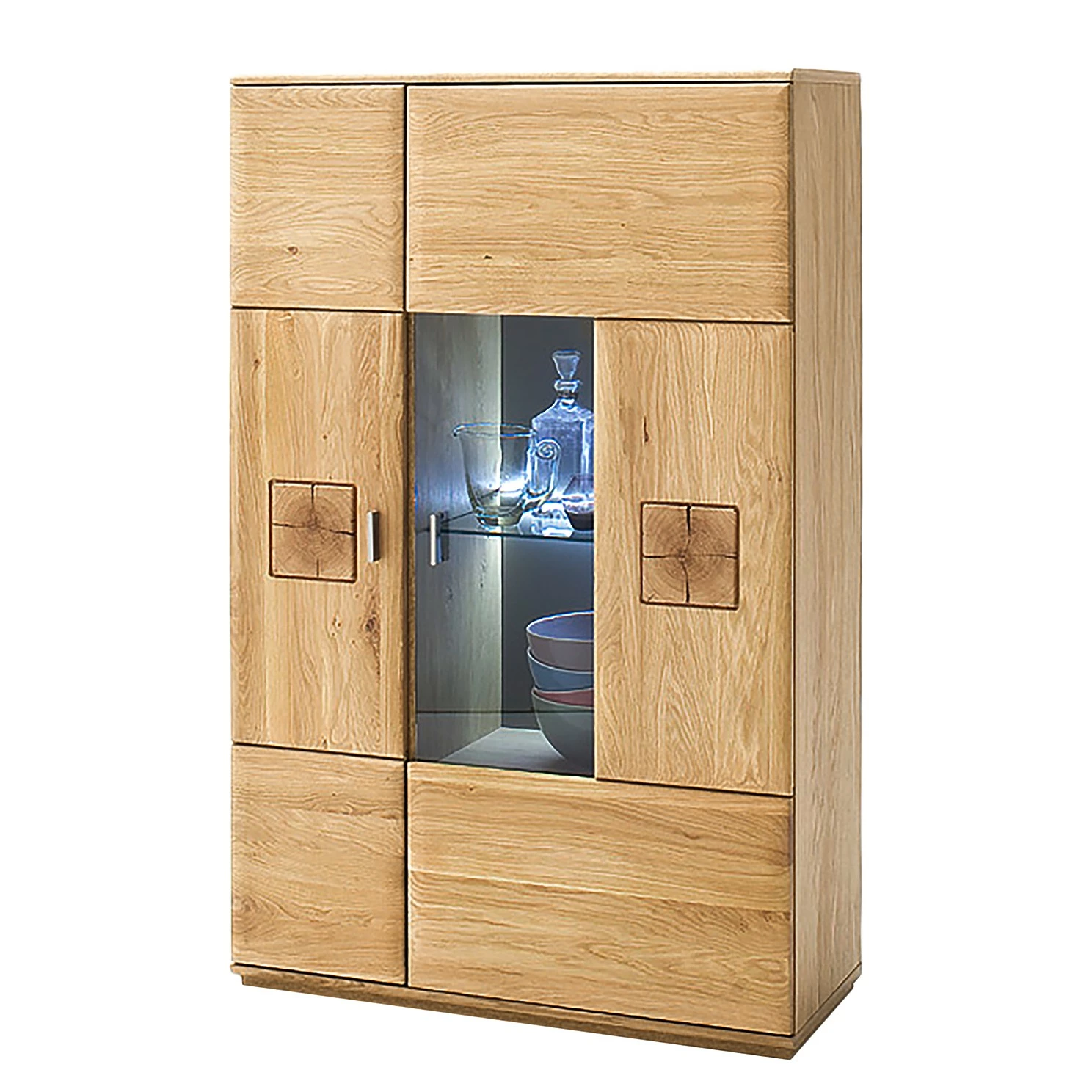 Naturoo Highboard Vilela II - Eiche teilmassiv - Eiche Bianco / Eiche Bianco Dekor - Glastür rechts 1 Naturoo Highboard Vilela II - Eiche teilmassiv - Eiche Bianco / Eiche Bianco Dekor - Glastür rechts