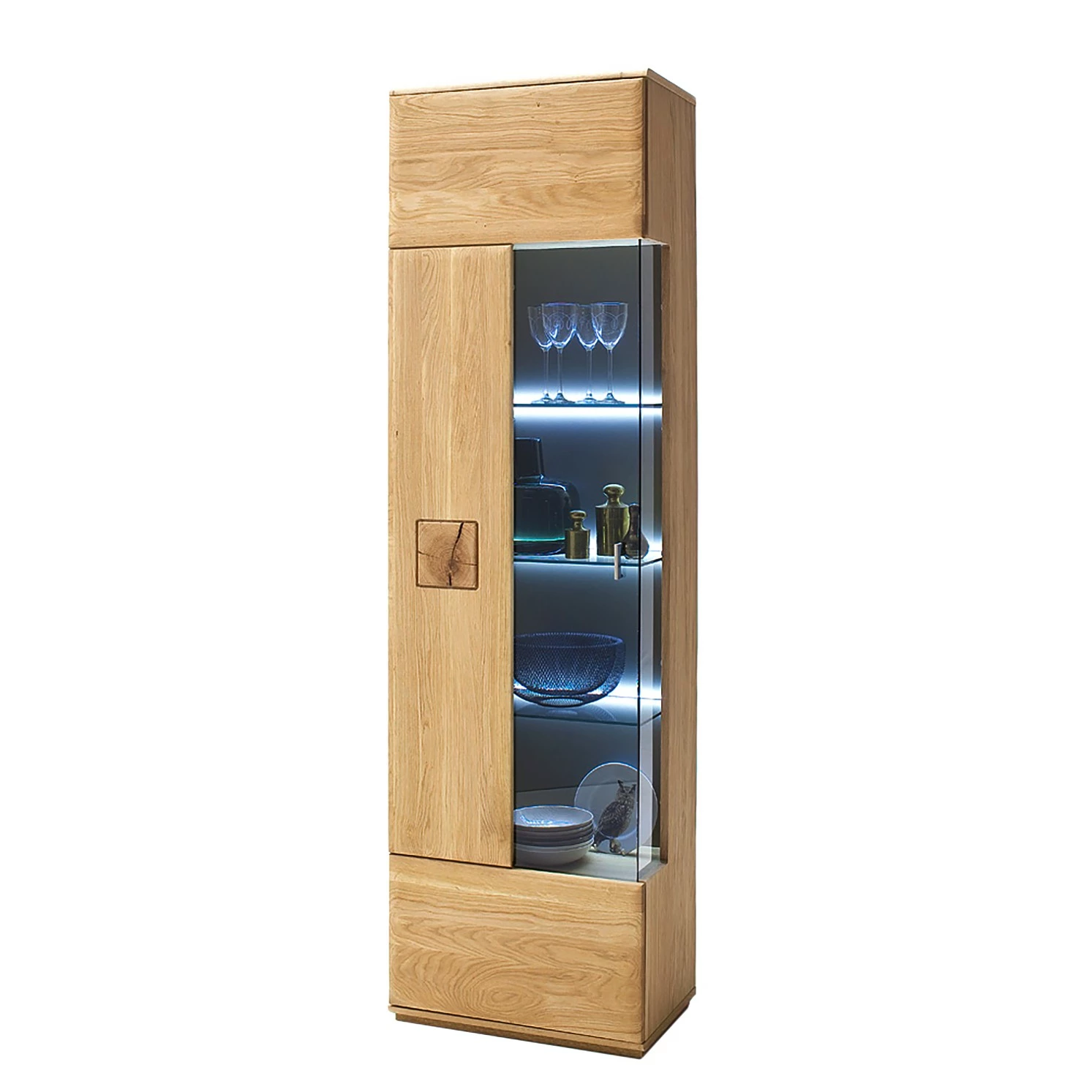 Naturoo Standvitrine Vilela - Eiche teilmassiv - Eiche Bianco / Eiche Bianco Dekor - Glastür links 1 Naturoo Standvitrine Vilela - Eiche teilmassiv - Eiche Bianco / Eiche Bianco Dekor - Glastür links