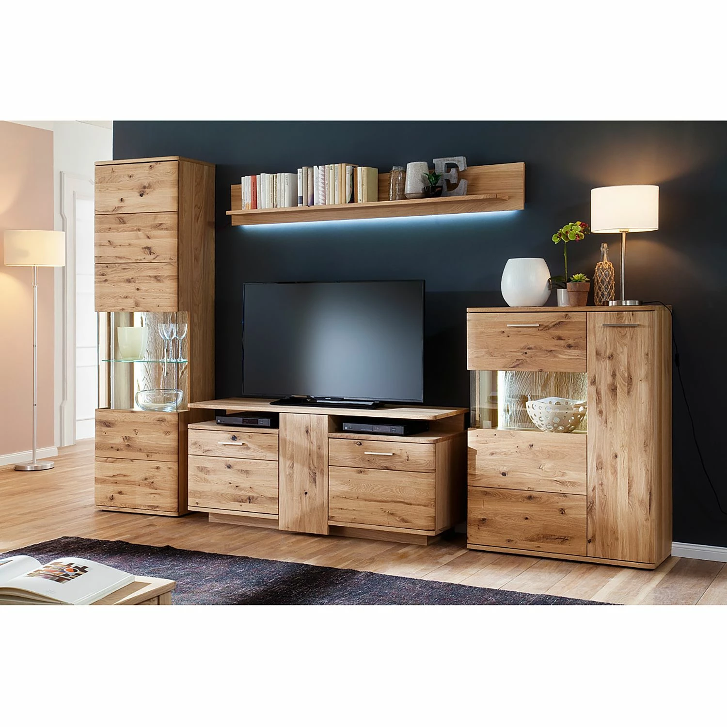 Naturoo Highboard Ristiina II - Eiche teilmassiv - Eiche Bianco / Eiche Bianco Dekor - Glastür links 2 Naturoo Highboard Ristiina II - Eiche teilmassiv - Eiche Bianco / Eiche Bianco Dekor - Glastür links – Bild 2