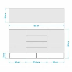 Fredriks Sideboard Zaddy II - Weiß -WOHNZIMMERMÖBEL Verkäufe 1000134696 190925 15560700004 SKETCH DETAILS P000000001000134696 sketch