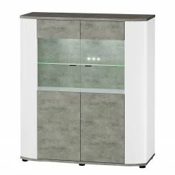 Fredriks Highboard Karlsburg - Weiß / Beton Dekor