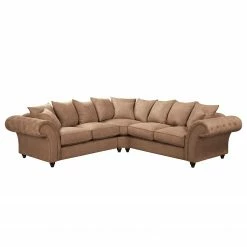 Maison Belfort Ecksofa Pacoa - Antiklederlook - Latte Macchiato