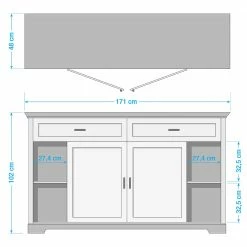 Ridgevalley Sideboard Jasmund II - Weiß -WOHNZIMMERMÖBEL Verkäufe 1000136048 190405 14520500017 GALLERYIMAGES P000000001000136048