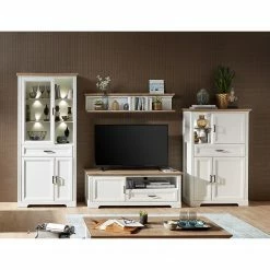 Ridgevalley Wohnwand Jasmund III (4-teilig) - Pinie Weiß Dekor