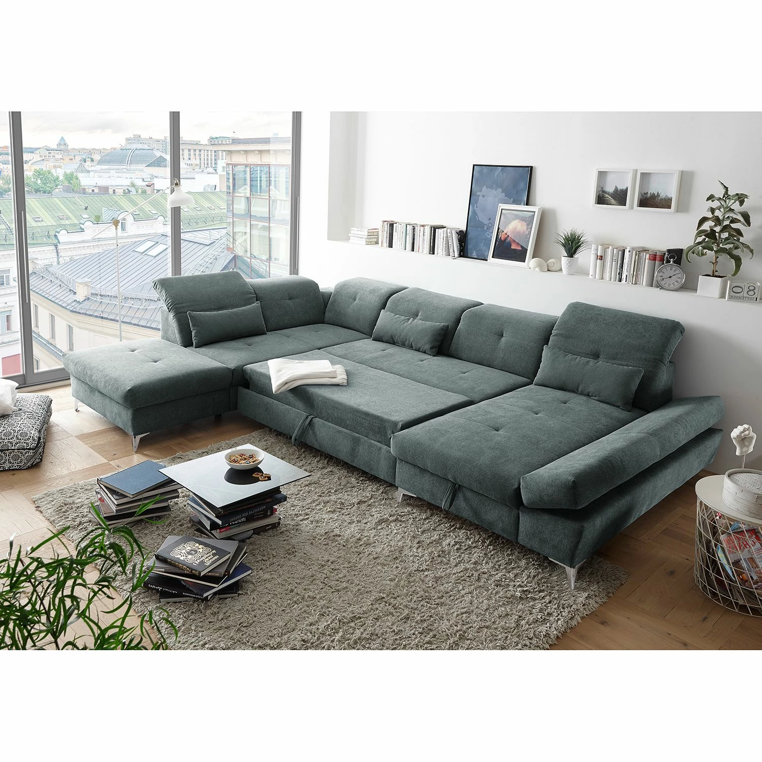 Fredriks Wohnlandschaft Easton - Microfaser - Microfaser Ranu: Anthrazit - Longchair davorstehend rechts / Ottomane links 2 Fredriks Wohnlandschaft Easton - Microfaser - Microfaser Ranu: Anthrazit - Longchair davorstehend rechts / Ottomane links – Bild 2