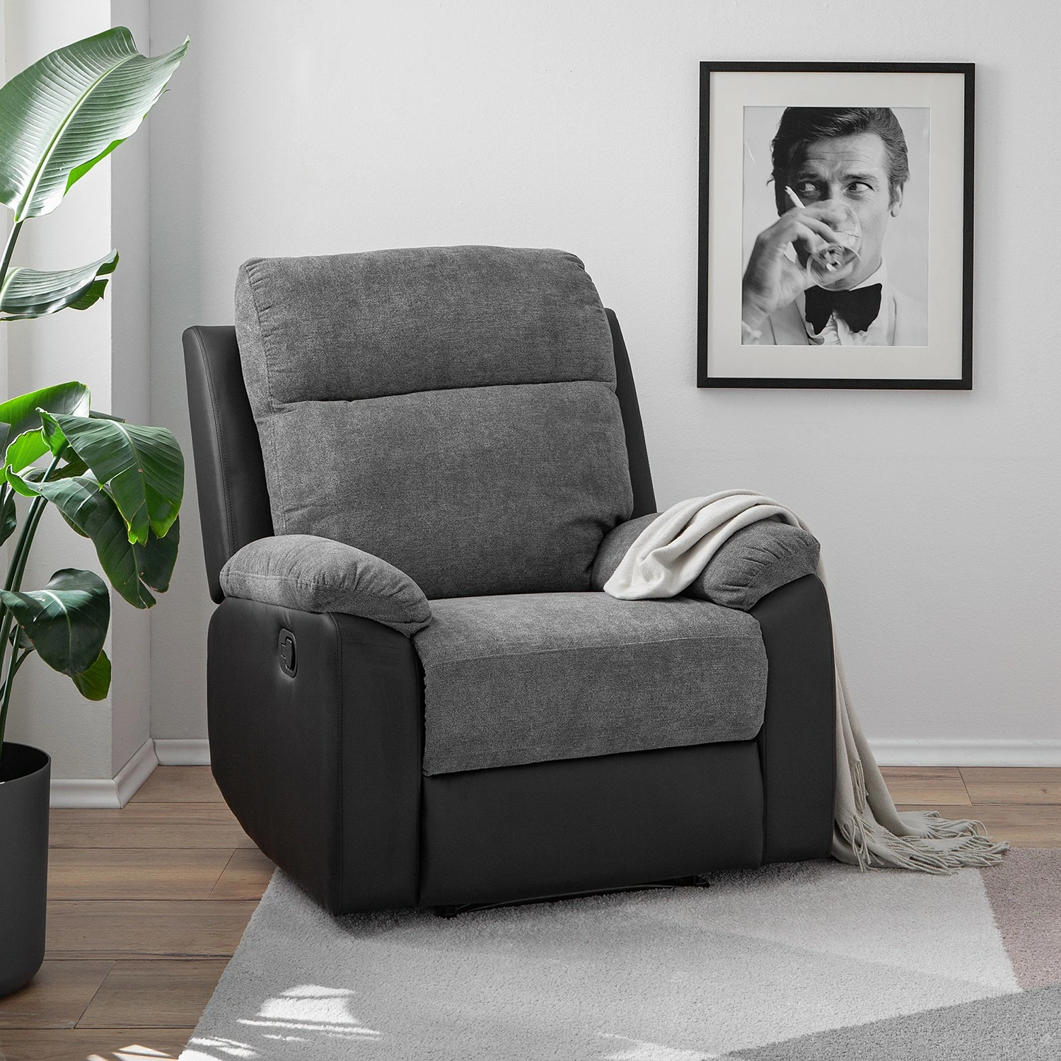 Loftscape Relaxsessel Warmun - Kunstleder / Microfaser - Schwarz / Grau 2 Loftscape Relaxsessel Warmun - Kunstleder / Microfaser - Schwarz / Grau – Bild 2