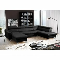 Loftscape Wohnlandschaft Burnside I - Echtleder / Kunstleder - Schwarz - Longchair davorstehend links / Ottomane rechts - Mit Schlaffunktion -WOHNZIMMERMÖBEL Verkäufe 1000142110 181106 152820110 MOOD GALLERYIMAGES P000000001000142110 mood