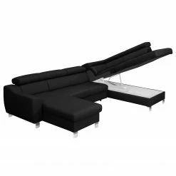 Loftscape Wohnlandschaft Burnside I - Echtleder / Kunstleder - Schwarz - Longchair davorstehend links / Ottomane rechts - Mit Schlaffunktion -WOHNZIMMERMÖBEL Verkäufe 1000142110 181106 152820116 GALLERYIMAGES P000000001000142110