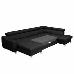 Loftscape Wohnlandschaft Burnside I - Echtleder / Kunstleder - Schwarz - Longchair davorstehend links / Ottomane rechts - Mit Schlaffunktion -WOHNZIMMERMÖBEL Verkäufe 1000142110 181106 152820117 GALLERYIMAGES P000000001000142110