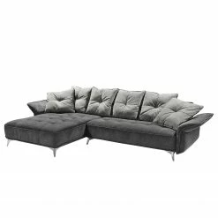 Velvet Studio Ecksofa Moreville I - Microfaser - Grau / Hellgrau - Longchair davorstehend links - Ohne Hocker -WOHNZIMMERMÖBEL Verkäufe 1000142354 181213 18254900179 GALLERYIMAGES P000000001000142354