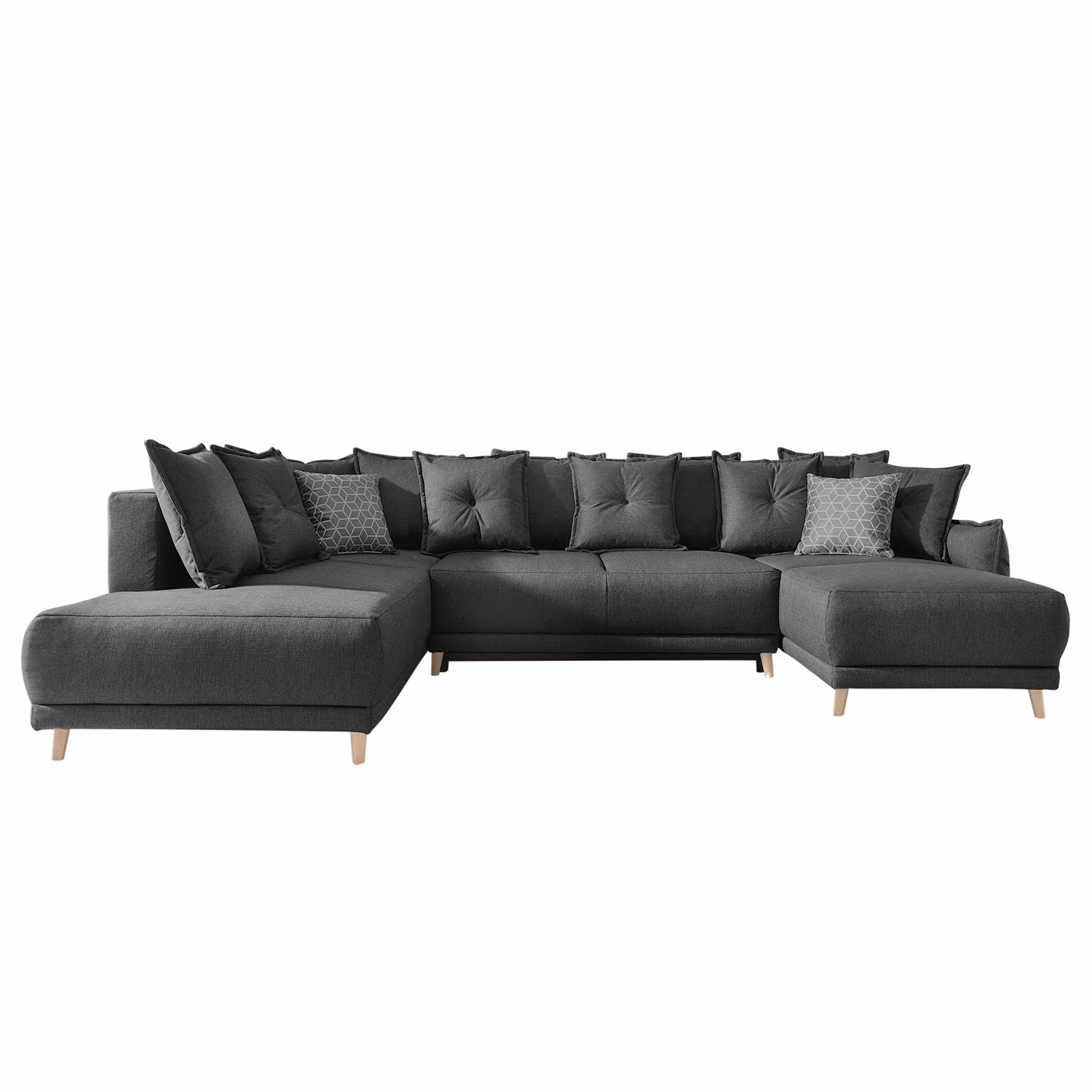 Loftscape Wohnlandschaft Panica I - Webstoff - Schlaffunktion - Dunkelgrau - Ottomane davorstehend links 3 Loftscape Wohnlandschaft Panica I - Webstoff - Schlaffunktion - Dunkelgrau - Ottomane davorstehend links – Bild 3