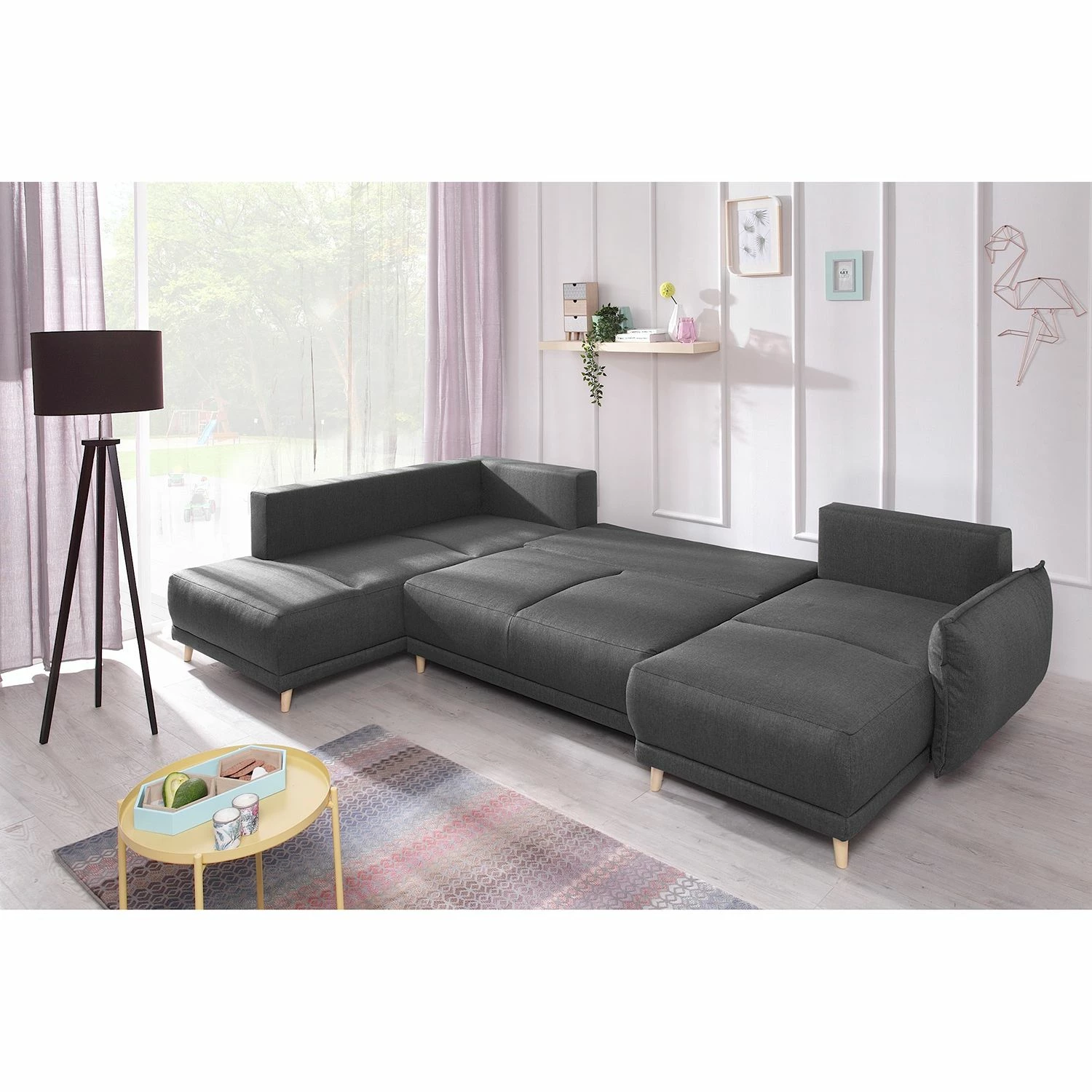 Loftscape Wohnlandschaft Panica I - Webstoff - Schlaffunktion - Dunkelgrau - Ottomane davorstehend links 5 Loftscape Wohnlandschaft Panica I - Webstoff - Schlaffunktion - Dunkelgrau - Ottomane davorstehend links – Bild 5