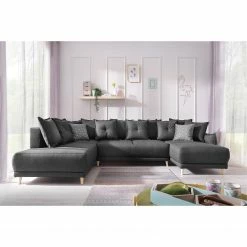 Loftscape Wohnlandschaft Panica I - Webstoff - Schlaffunktion - Dunkelgrau - Ottomane davorstehend links 21 Loftscape Wohnlandschaft Panica I - Webstoff - Schlaffunktion - Dunkelgrau - Ottomane davorstehend links -WOHNZIMMERMÖBEL Verkäufe 1000144014 181128 07252900298 GALLERYIMAGES P000000001000144014