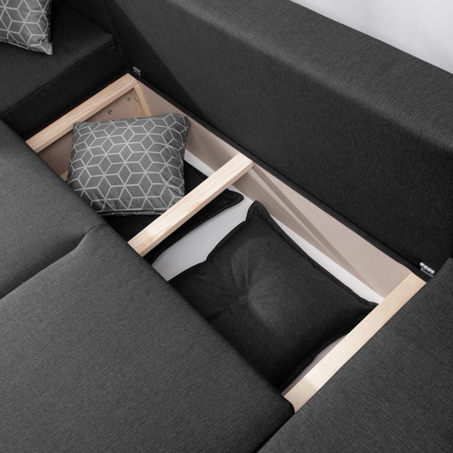 Loftscape Wohnlandschaft Panica I - Webstoff - Schlaffunktion - Dunkelgrau - Ottomane davorstehend links 10 Loftscape Wohnlandschaft Panica I - Webstoff - Schlaffunktion - Dunkelgrau - Ottomane davorstehend links – Bild 10