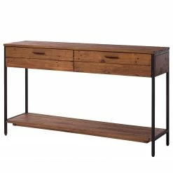 Ars manufacti Konsolentisch Grasby - Pinie massiv / Metall - Pinie Dunkel / Schwarz