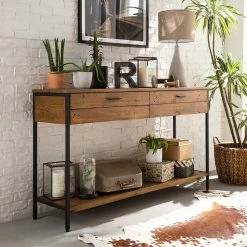 Ars manufacti Konsolentisch Grasby - Pinie massiv / Metall - Pinie Dunkel / Schwarz -WOHNZIMMERMÖBEL Verkäufe 1000147156 190730 13021900009 MOOD DETAILS P000000001000147156 mood