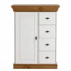 Maison Belfort Kommode Bergen - Kiefer massiv - Kiefer Weiß / Kiefer Bernstein