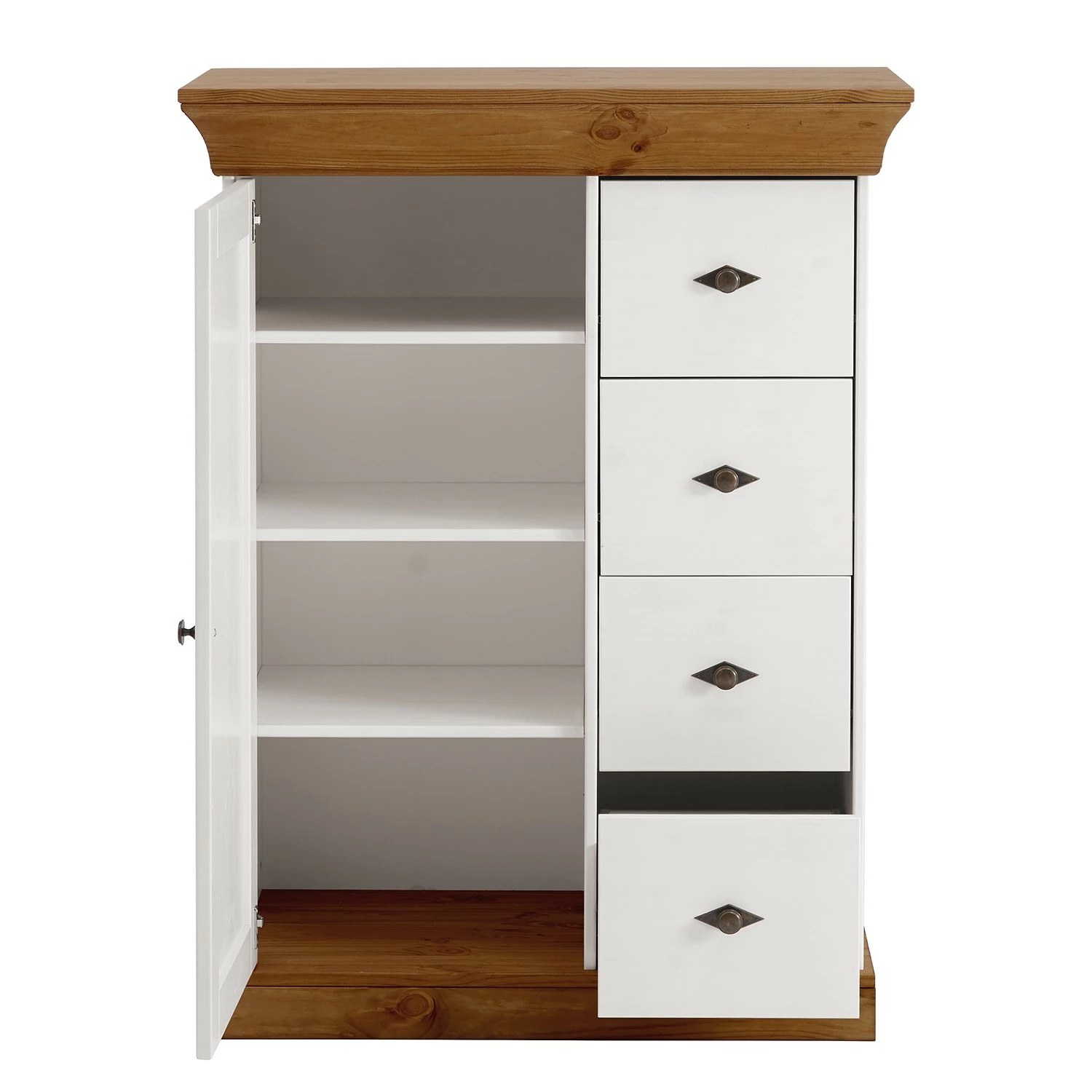 Maison Belfort Kommode Bergen - Kiefer massiv - Kiefer Weiß / Kiefer Bernstein 2 Maison Belfort Kommode Bergen - Kiefer massiv - Kiefer Weiß / Kiefer Bernstein – Bild 2