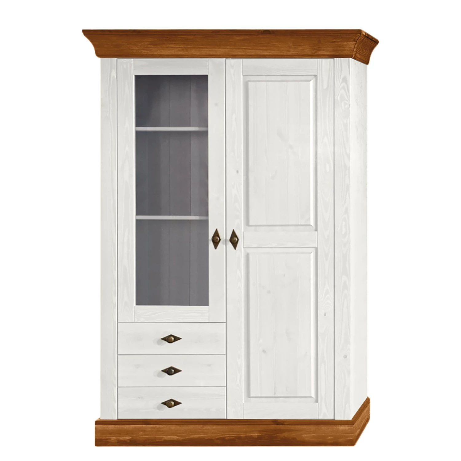 Maison Belfort Vitrinenschrank Bergen I - Kiefer massiv - Kiefer Weiß / Kiefer Bernstein 1 Maison Belfort Vitrinenschrank Bergen I - Kiefer massiv - Kiefer Weiß / Kiefer Bernstein