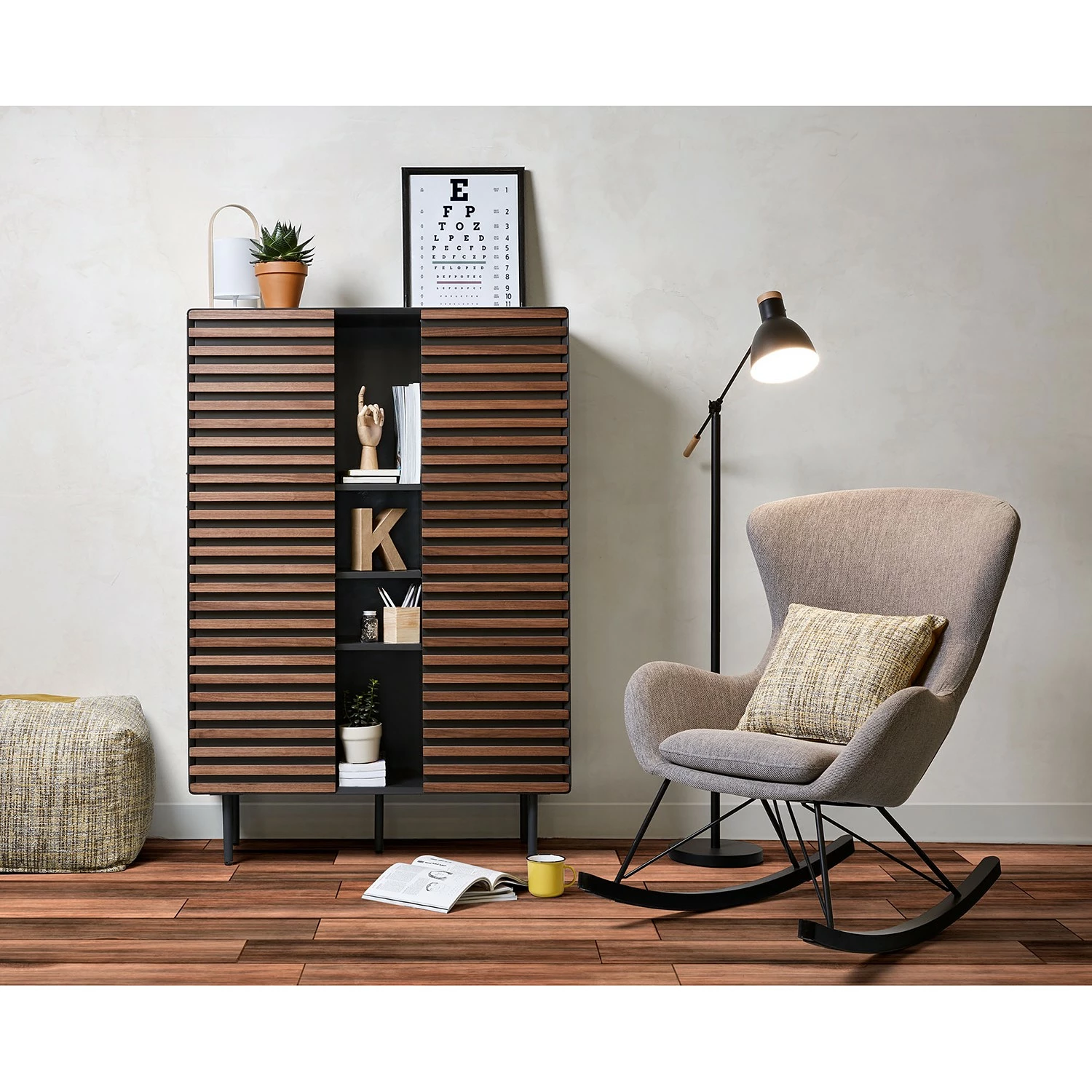 Norrwood Highboard Kipra - Echtholzfurnier - Walnuss / Graphit 2 Norrwood Highboard Kipra - Echtholzfurnier - Walnuss / Graphit – Bild 2